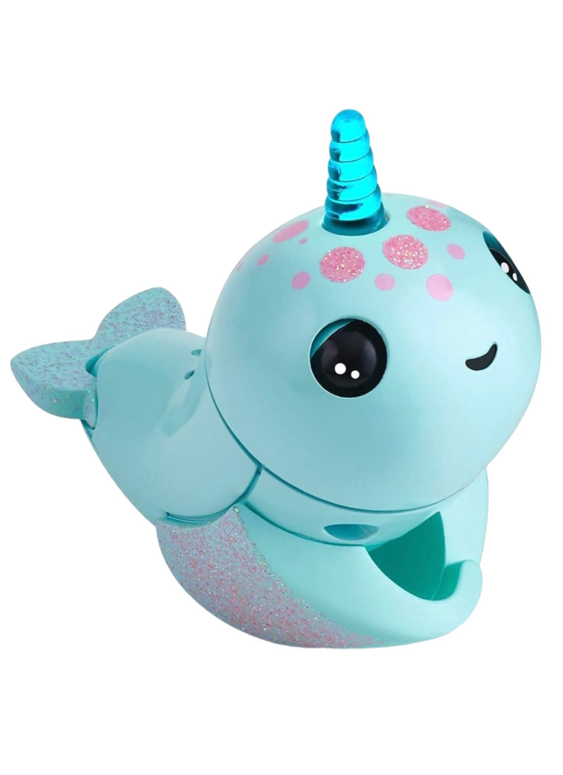 WowWee Fingerlings Light Up Narwhal - Nikki (Turquoise) - Friendly Interactive Toy