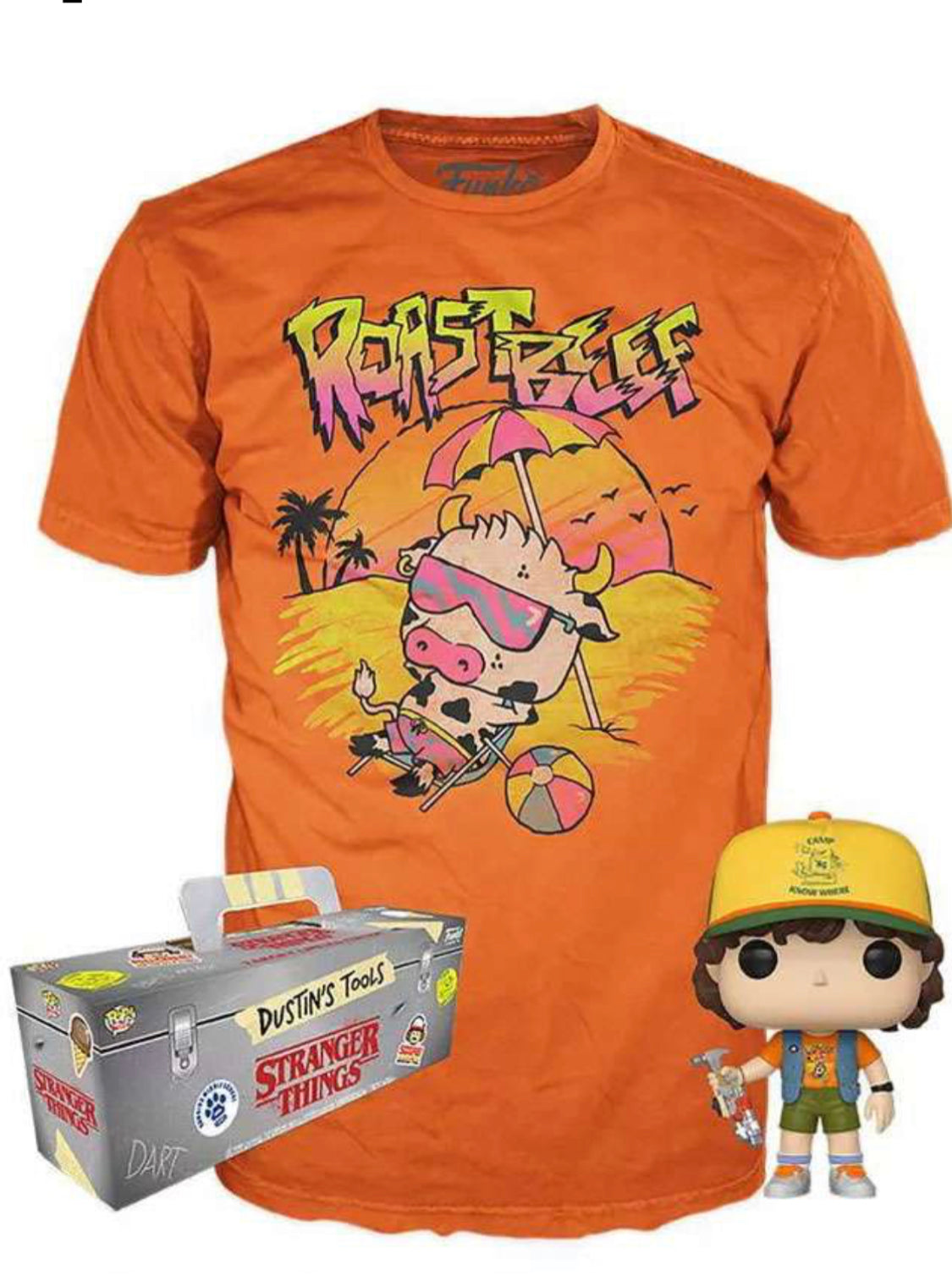 Stranger Things POP & tee! Dustin Exclusive Vinyl Figure & T-Shirt Roast Beef Extra Large