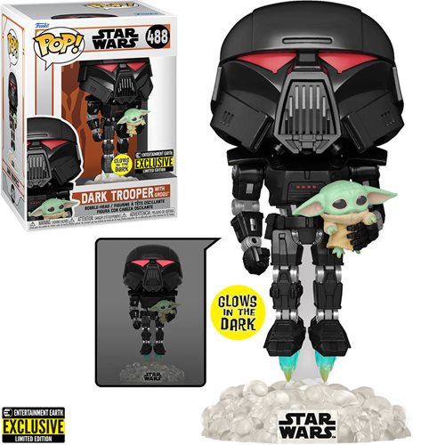 Star Wars The Mandalorian Dark Trooper with Grogu Glow in the Dark EE Exclusive Vinyl Figure